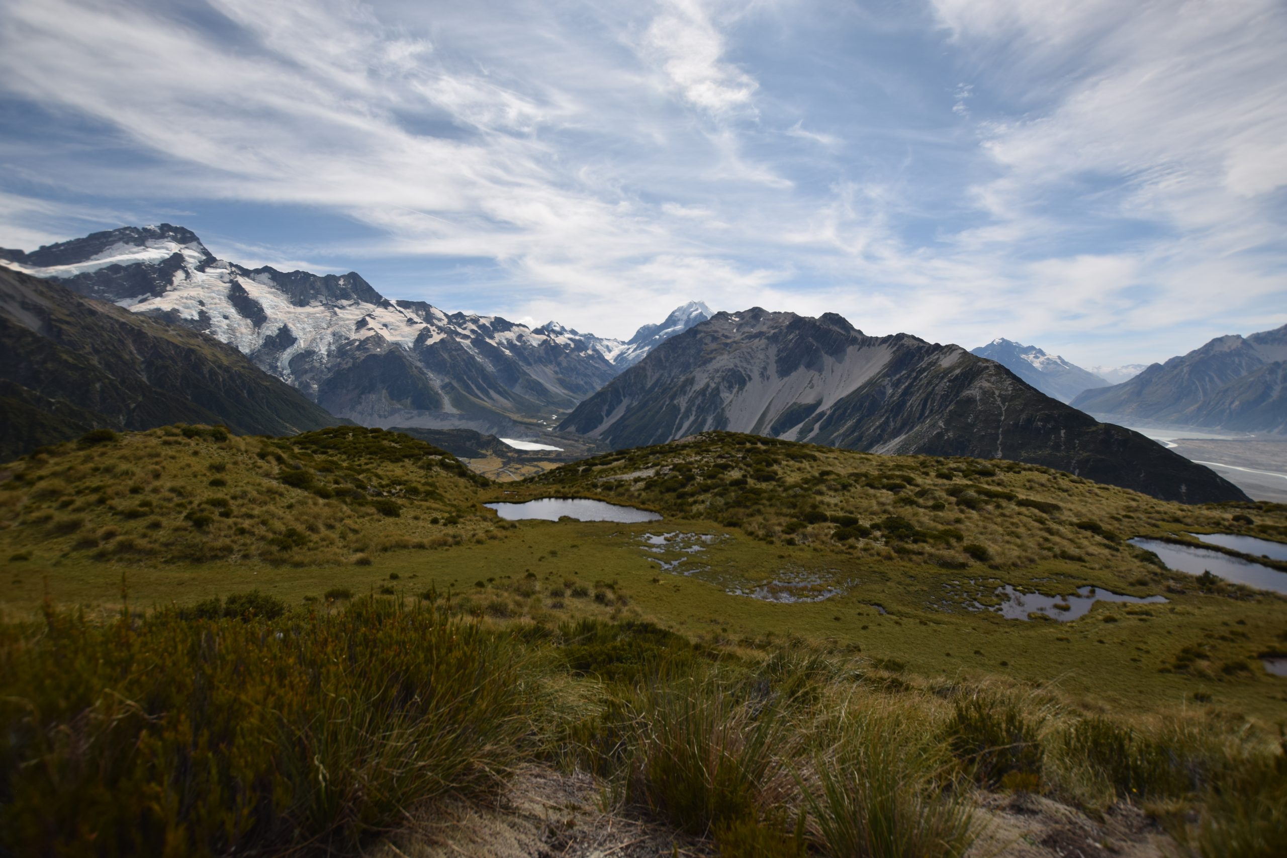 Hooker Valley and Aoraki from McNulty Tarns.