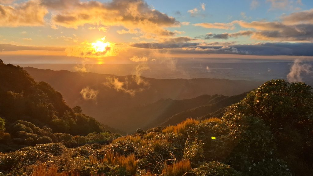 Sunset from a mountain ridge. 